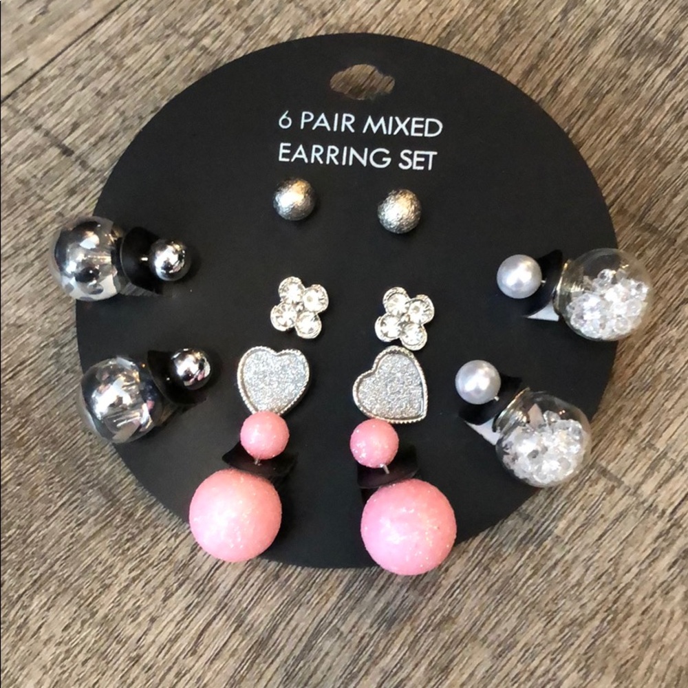 Set of 6 bling pink earrings Nwt